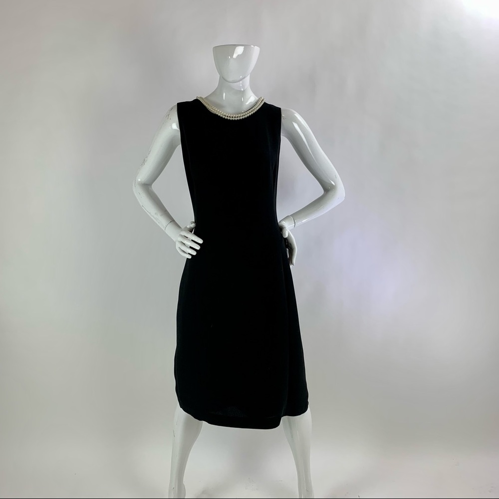 Women’s 16 Black Faux-Pearl Accented SD SANDRA DARREN Sleeveless Midi Dress